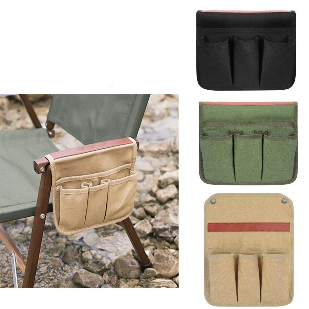 (image for) Outdoor Camping Chair Armrest Storage Bags Portable Beach Chair Side Hanging Bags for Fishing Camping Hiking Organizer Pouch
